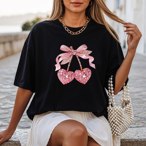 Handmade Tops - Bling Faux Rhinestone T-shirt. 3D look S M L XL Made to order New Beautiful